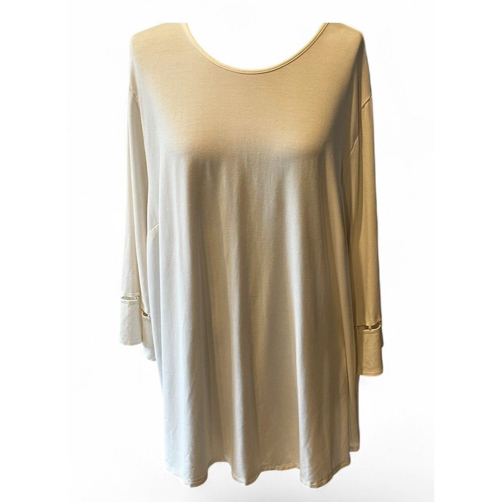 j jill Wherever Collection Women’s Top Cream 3/4 Sleeve With Pearl Detail 3X